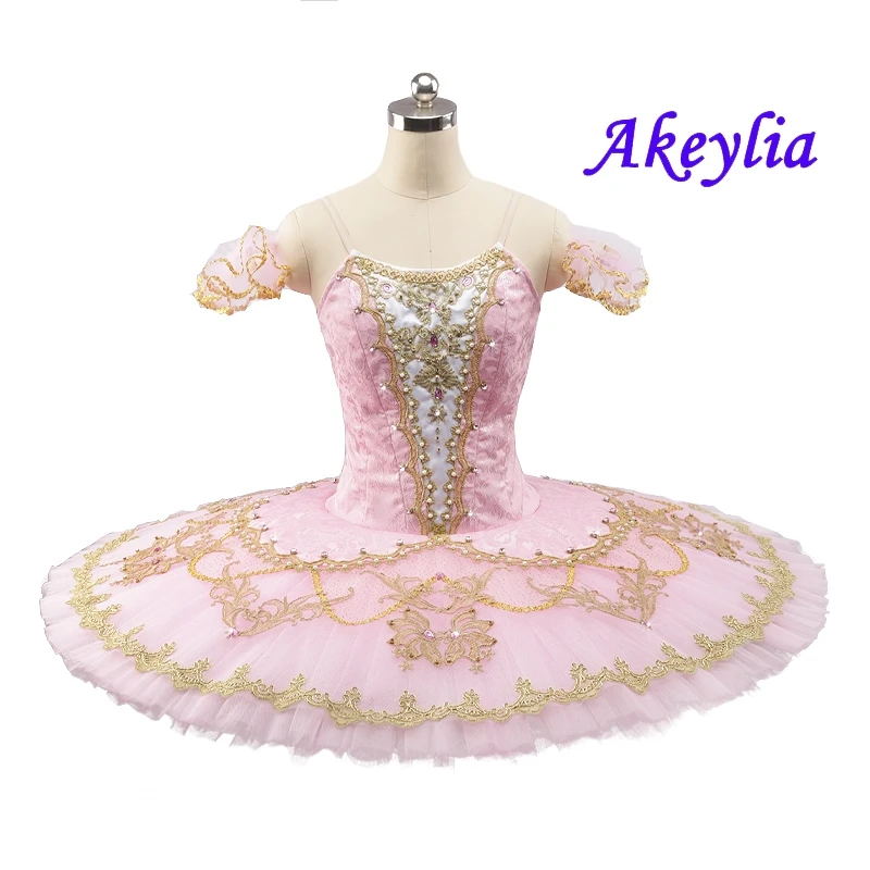 

Professional Ballet Tutu Pink princess Classical platter tutu YAGP Jacquard fabric pancake Tutu ballet costume sleeping beauty