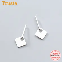 Trusta S925 связанные квадратные серьги гвоздики Настоящее 925 пробы серебряные модные милые ювелирные изделия для женщин вечерние подарки DA459