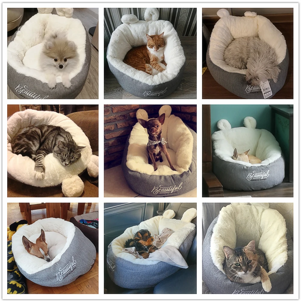 Pet Cat Dog Bed Warming House Pet supplies cb5feb1b7314637725a2e7: As show|Gray|pink|silver