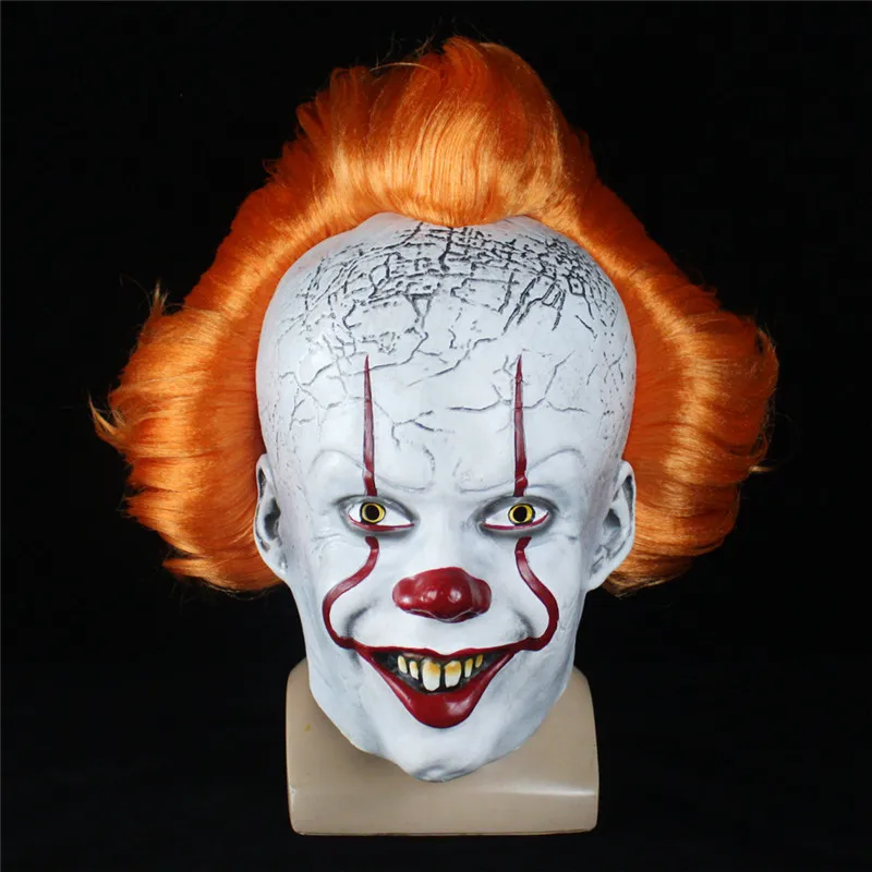 Маскарадная маска Pennywise с желтым париком, две части 2 ужас, Костюмированная вечеринка, латексные маски клоун, Хэллоуин, реквизит костюма