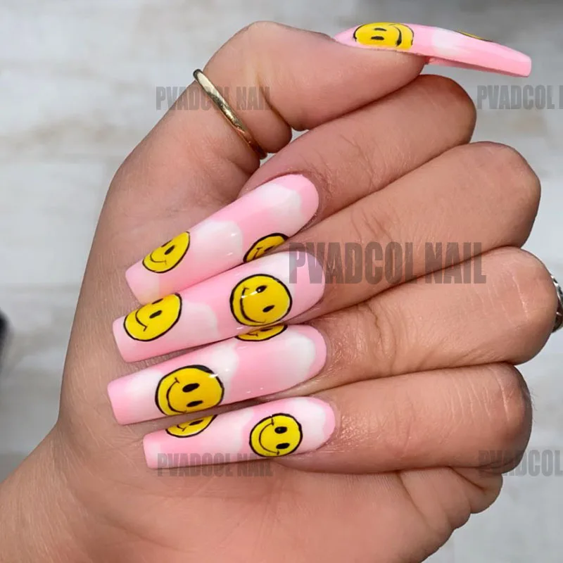 Summer Nails Smile Face 3d Nail Art Stickers Decals Adhesive Maincure Salon Acrylic Nail Art Tool Stickers Decals Aliexpress