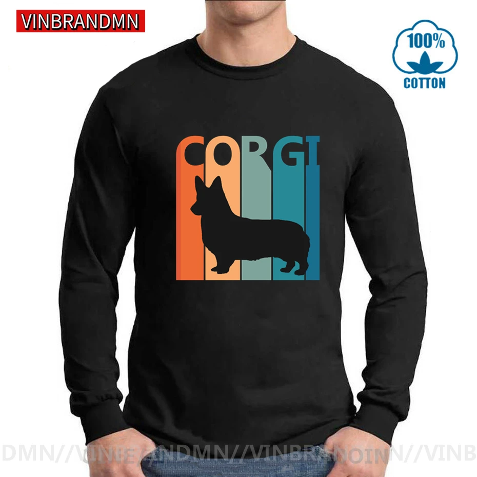 Футболка Corgi Мужская/Женская винтажная длинная рубашка с принтом животных лучший