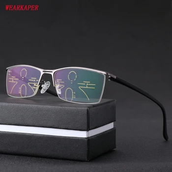 

WEARKAPER New Eyewear Smart zoom Half Frame Progressive Reading Glasses Men Women Presbyopia Hyperopia Multifocal Glasse 1.0-3.0