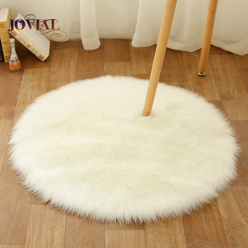 

Wool Down Carpet Round New Soft Faux Fur Bedroom Living Room Study Plush Land Pad Cover Mattress Door Solid