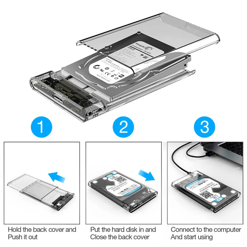 MUCAI 2.5 Inch HDD Case SATA 3.0 to USB 3.0 USB 2.0 5 Gbps 6TB HDD SSD Enclosure Support UASP HD External Hard Disk Box