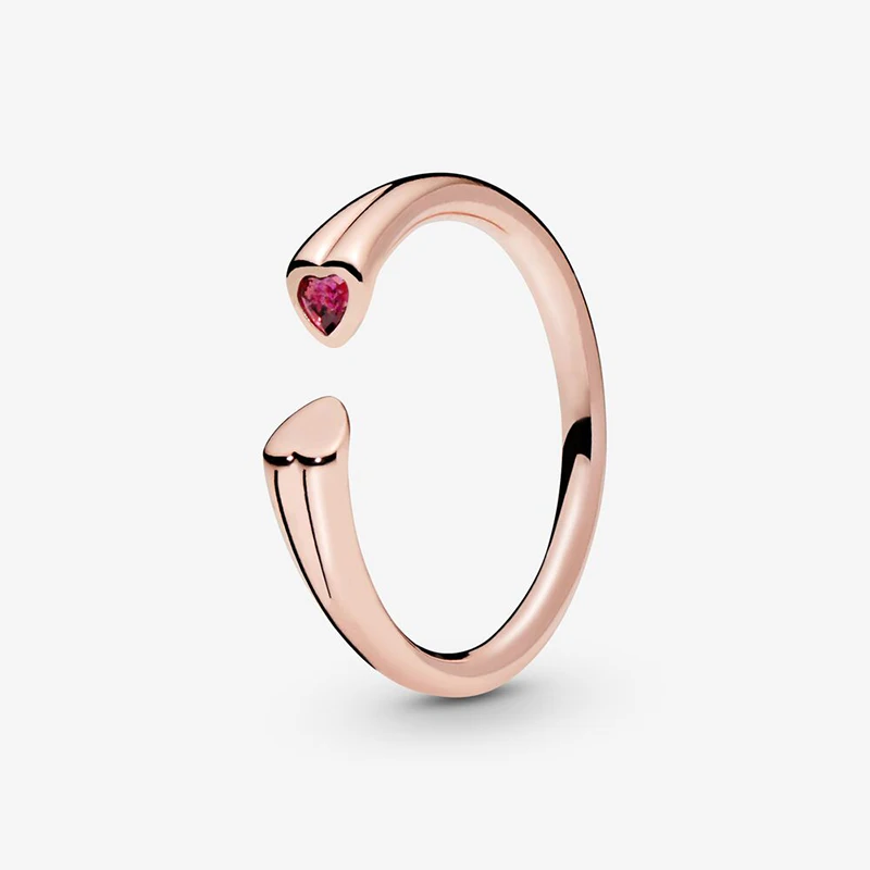 

Authentic 925 Sterling Silver Rings Polished & Sparkling Hearts Open Ring for Women Engagement Jewelry Anniversary