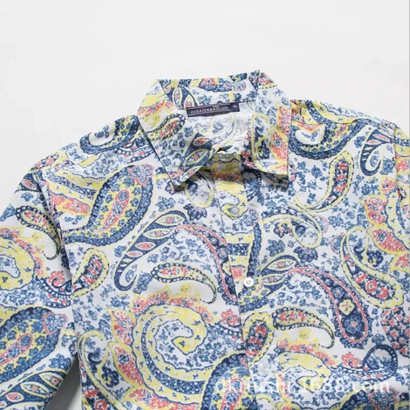 Tailor Pal Love Men Autumn Summer Casual Long Sleeved Shirt Printed with Turn-down Collar Shirt comfortable and soft