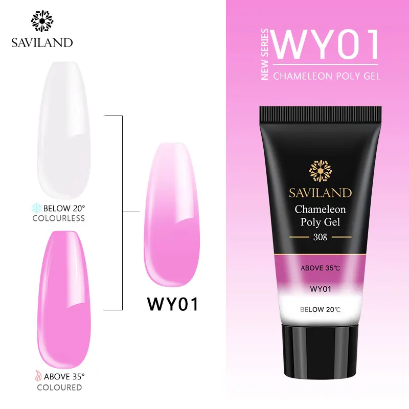 30ml WY01 SAVILAND 30 мл, полигель, меняющий цвет, термо-расширение, дизайн ногтей, камуфляж, акриловый полигель для ногтей, быстрое строительство, УФ-Гель-лак - Цвет: 30ml WY01