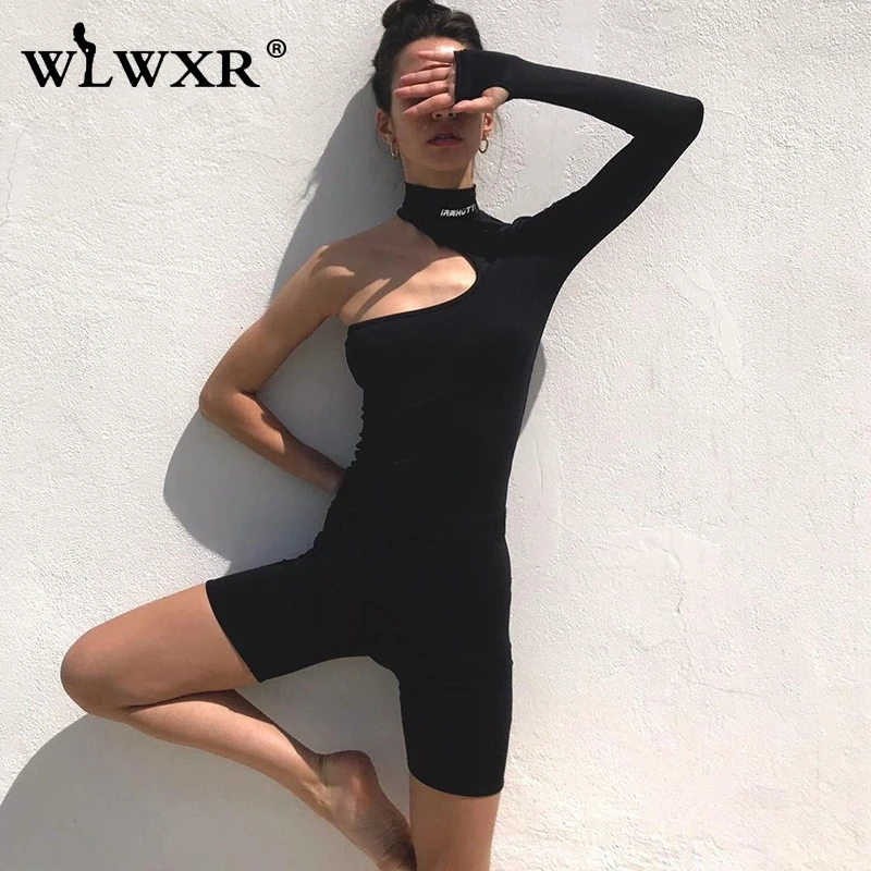 WLWXR сексуальные комбинезоны, обтягивающие боди для женщин шорты с открытой спиной с длинным рукавом обтягивающие женские Комбинезоны Женский костюм пляжного типа - Цвет: Черный