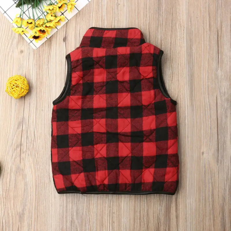 Citgeett 4 Colors New Plaids Girls Kids Fall Sweatshirt Outfits Zipper Jacket Waistcoat Sleeveless Coat Autumn Outwear