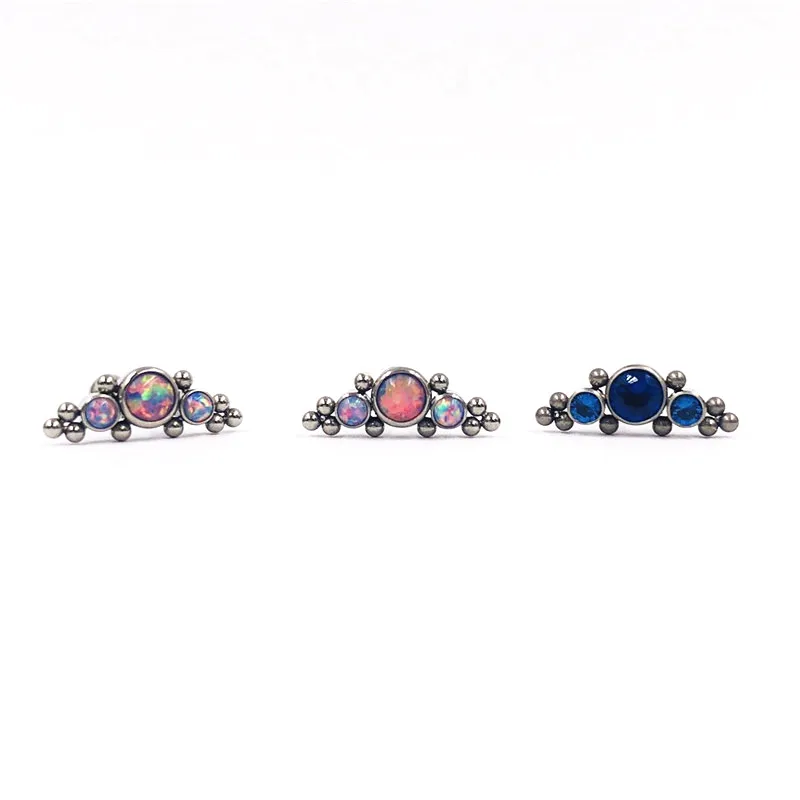 1Pc Titanium&Steel bar Opal CZ Gem Labret Monore Lip Stud Ring Piercing Jewelry Ear Tragus Helix Cartilage Zircon Earring Stud - Image 5