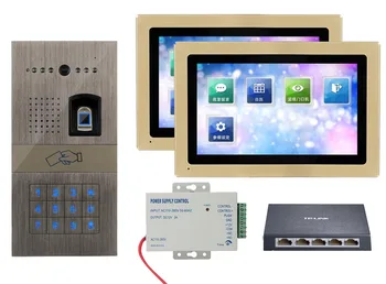 

Digital Home Video Intercom Doorbell Kits 2X7" Video Door Phone monitor+FRID Panel Camera +Power supply+Switch