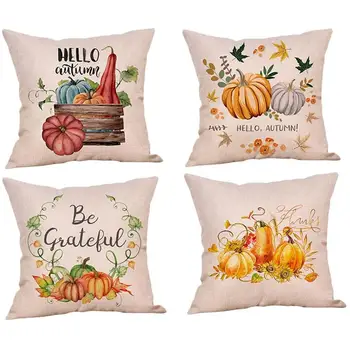 

4pcs Halloween Pillow Case Thanksgiving Pillow Cover Pillow Protector for Home Happy Autumn Pumpkin Cushion Cover
