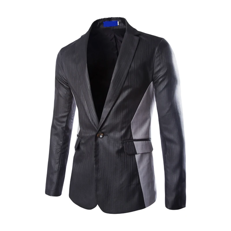 

2019 autumn fashion patchwork mens blazer cotton single button stylish blazer for men long sleeve