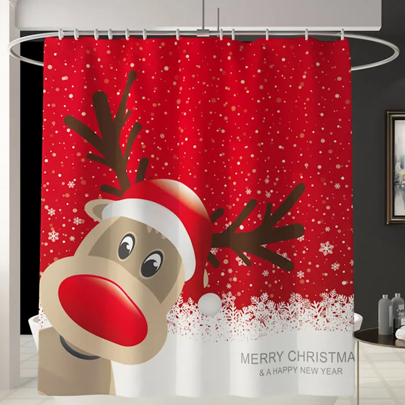 Рождественская занавеска для душа, комбинированный набор для ванной комнаты, Санта Снеговик олень, воздушный шар, рисунок, новогодняя атмосфера, украшение