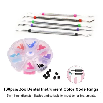 

160Pcs Multi-Color Silicone Dental Instrument Color Code Rings With Refillable Box Autoclavable Disinfection Orthodontic Tool
