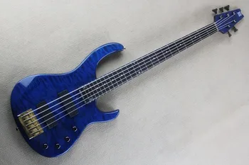 

2018 New + Factory + Chinese Modulus 5 string Bass Quantum 5 Strings Electric Bass Guitar With Blue Quilted Finish free shipping