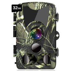 Câmera da trilha com cartão de 32gb, cam do scouting da caça do jogo de 20mp 1080p com 90ft claro nenhuma visão noturna do brilho, tempo do disparador de 0.3s