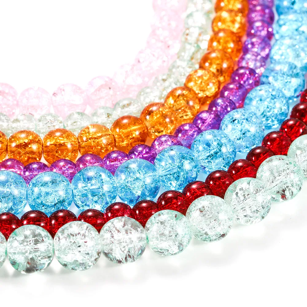 Многоцветный треснутый кристалл каменный шарик Красочный белый снег натуральный кристалл круглые бусины для браслета кулон ювелирных изделий
