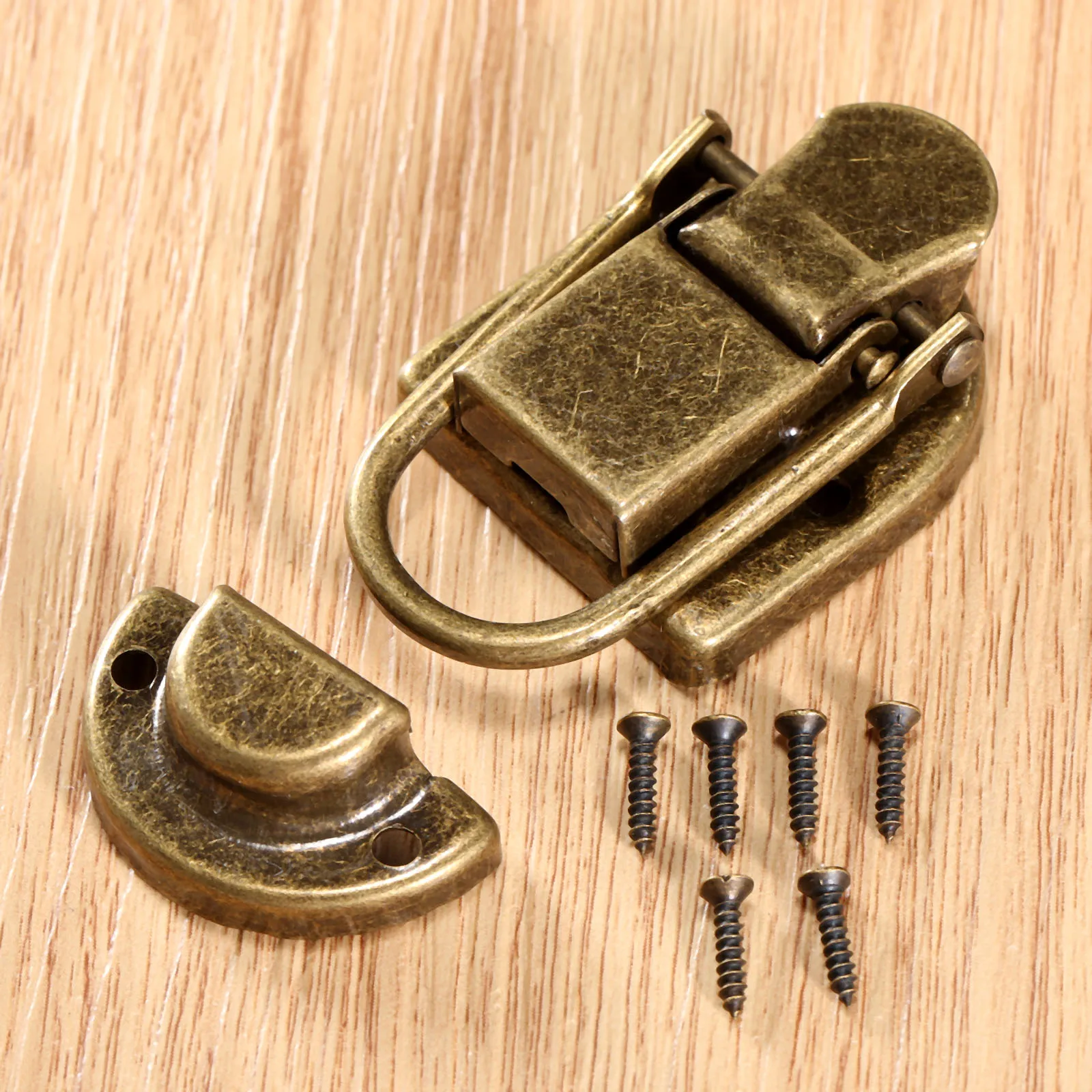 DRELD 1Pc 60x34mm Antique Brass Drawer Latches Iron Latch Decorative Jewelry Gift Wine Wooden Box Suitcase Case Hasp Latch Hook