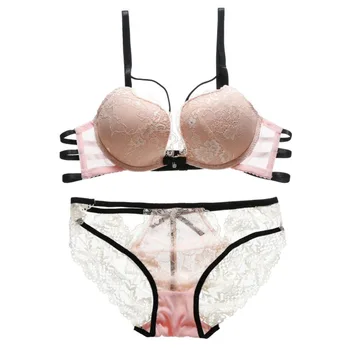 

Fashion Sexy Lace Bra Set for Women Gather Adjustable Underwear Underwire Femme Thin Cup Lingerie Bra and Panties Set for Ladies