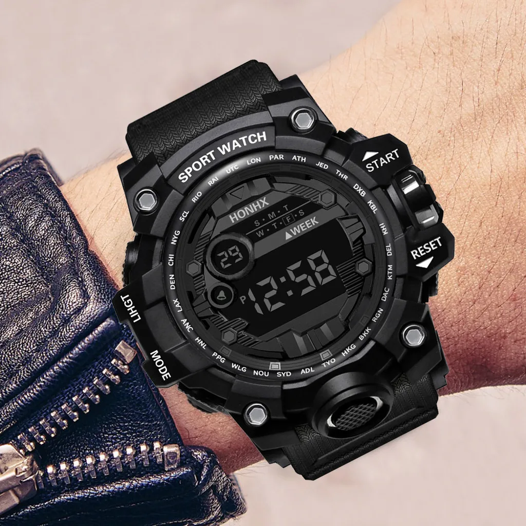 Reloj electrónico Digital para hombre, pulsera con Sensor luminoso Simple, Led, para correr al aire libre, resistente al agua