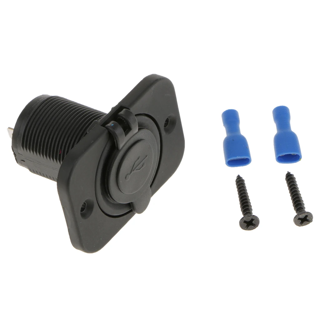 USB Power Adapter Charger Waterproof 3.1A Dual Port Socket with Blue LED Digital Voltmeter for Car Boat Motorcycle Unicersal