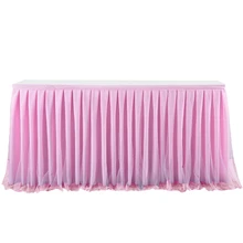 Юбка для стола вечерние Скатерти с юбкой из тюля, детские украшения для душа однотонные Цвет пачка стол Банкетный материалы на день рождения, свадьбу