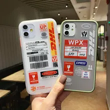 Código de barras dhl 50th express caso do telefone para o iphone 12 11 pro max 12 mini xr x xsmax 7 8 plus caso de silicone duro para apple 11 capa