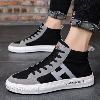 

Autumn high canvas shoes men's breathable fashion casual 2019 newest student shoes college wind comfortable men's shoes