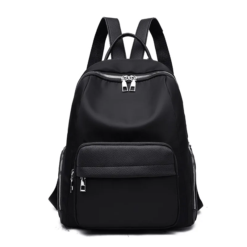 Mochila Mujer, модный рюкзак для путешествий, защита от кражи, водонепроницаемый, для женщин, большая емкость, Оксфорд, сплошной цвет, сзади, сумки для девочек, Bolsa - Цвет: black
