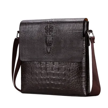 

Newhotstacy Bag 100419 men single shoulder bag crocodile business bag document PU leather handbags