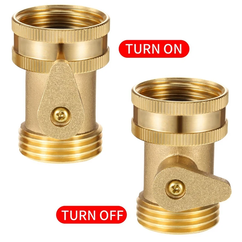 Adjustable Nozzle with 2 Pieces Ball Solid Brass Shut Off Valve Garden Hose Connectors with Hose Washer