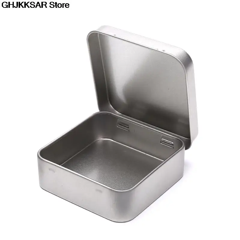 小さな正方形の金属製の収納ボックス,1個,ケース,コイン,キャンディー