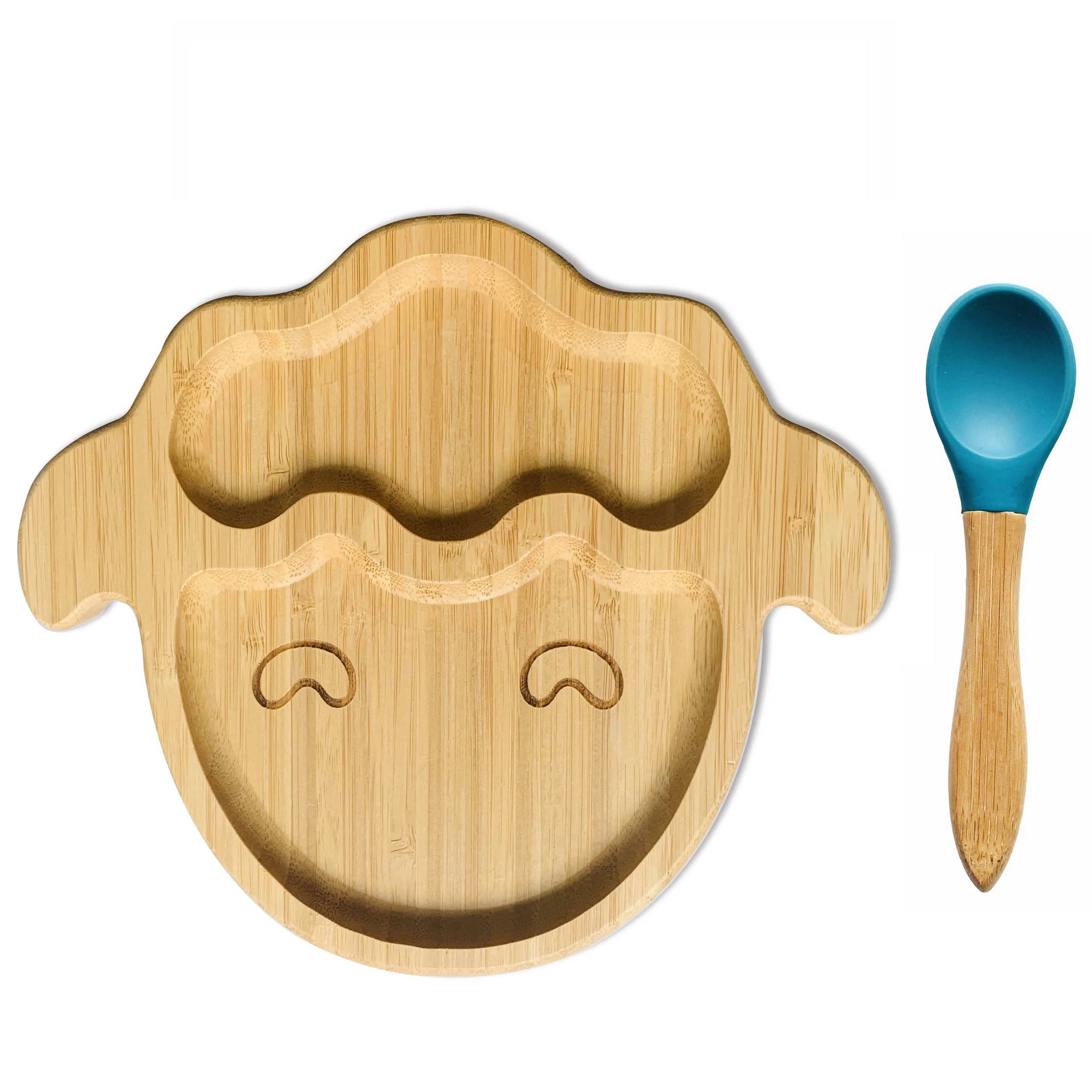 Высококачественная детская всасывающая чаша с вилкой из козы и подходящая ложка