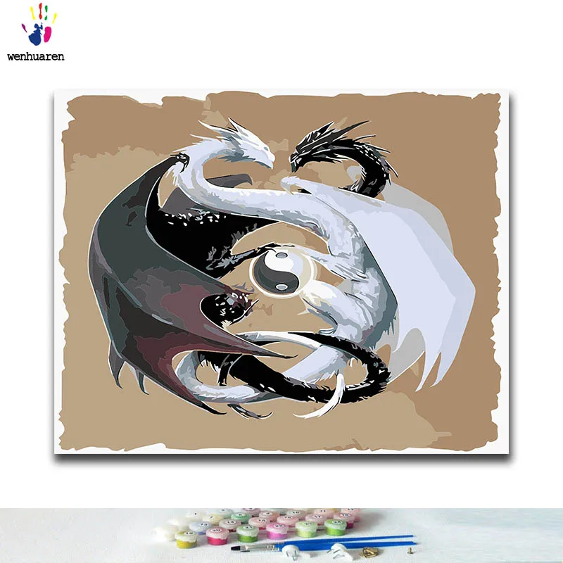 

DIY Coloring paint by numbers Dragon in anime paintings by numbers with kits 40x50 framed