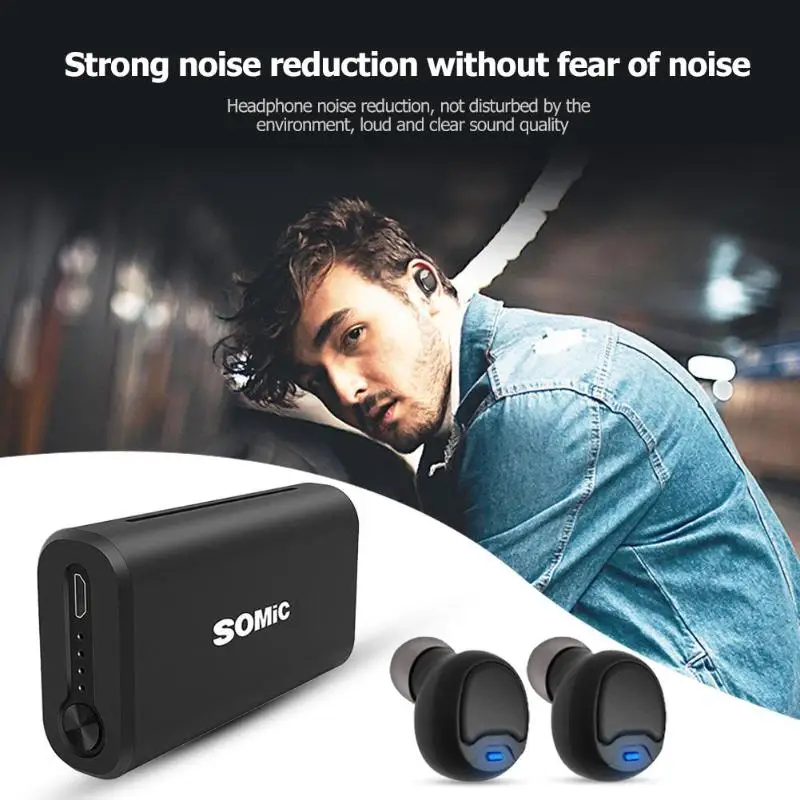 SOMIC W20 беспроводной Bluetooth 5,0 IPX5 Водонепроницаемый наушник с зарядным устройством