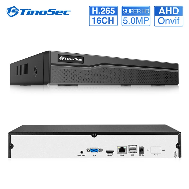 TinoSec H.265 5MP 16 каналов AHD DVR камера наблюдения система видеонаблюдения рекордер для