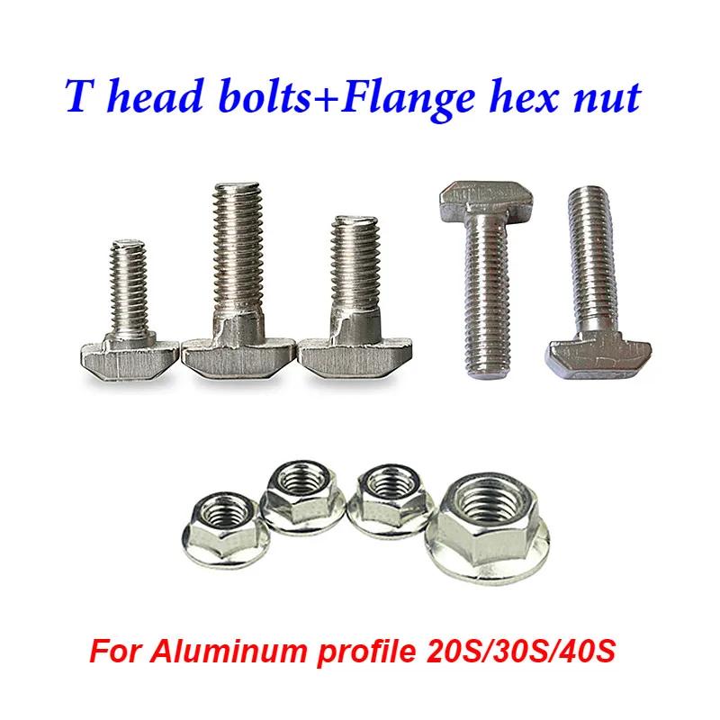 

M5 M6 M8 T type Nuts Fastener Aluminum Connector Flange hex nut For Aluminum Profile 2020 3030 4040 DIY cnc router laser machine