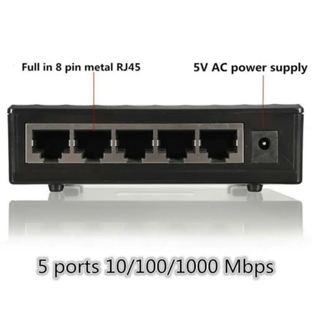 Практичный Прочный Мини сети Ethernet настольный коммутатор 5 Порты и разъёмы 10/100 Мбит порт Lan быстрая Интернет концентратор штепсельная вилка стандарта США
