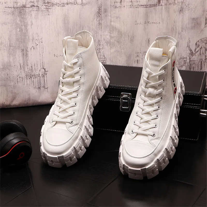 Pu Leather Men Shoes Tide Punk Sneakers Hip Hop Martin Shoes High Tops Trainers Loafers Ankle Boots Zapatillas Hombre
