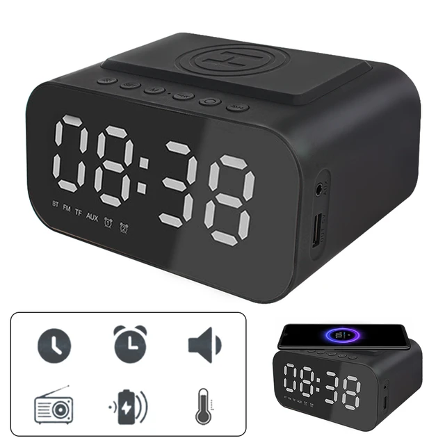 Altavoces Bluetooth Radio Fm Reloj digital  Reloj Dormitorio Radio  Bluetooth-Inalámbrico-Aliexpress