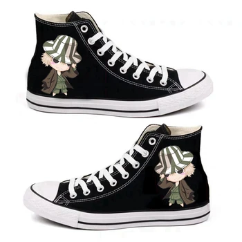 

2 Style White Black Anime Printed Canvas Shoes NARUTO Cosplay Men Women Flats Lovers Breathable Casual Running Sneakers unisex