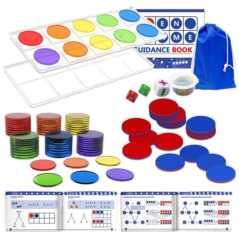 Children Montessori Math Toys Ten-Frames Number Sense Counting Activity Toys Digital Connecting Logic Early Educational Learning
