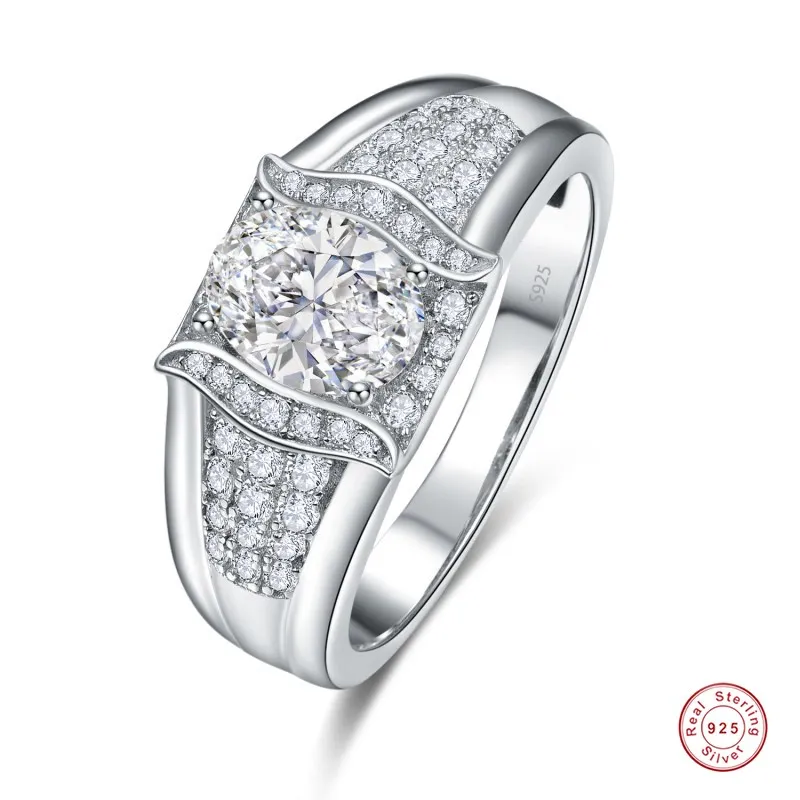 

Обручальное кольцо с кубическим цирконием 2 карата, Платиновое покрытие для женщин и мужчин, ювелирные изделия 925, кольца с кристаллами