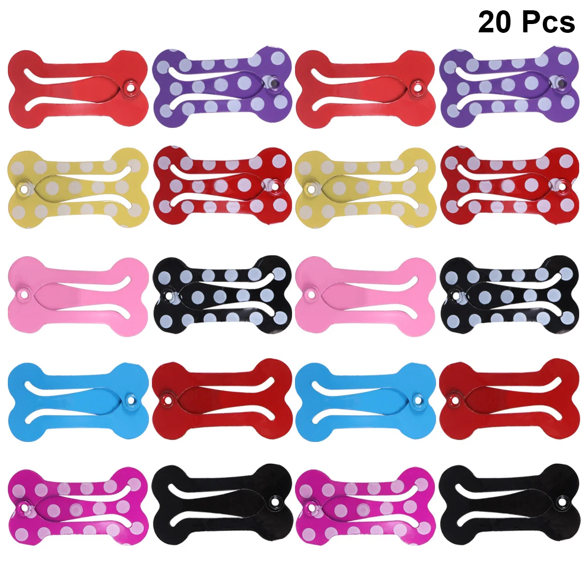 Pinzas para el pelo con forma de hueso de 20 piezas, pinza para el pelo, coletero Artificial para perros, color aleatorio
