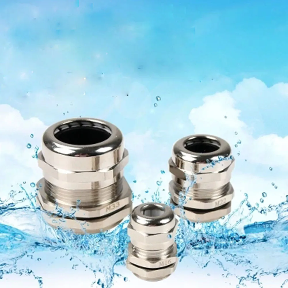 Metal Cable Gland PG16 M22 Waterproof Nickel Brass Metal Wire Connector Wire Glands for 10-14mm IP68 cable Connector