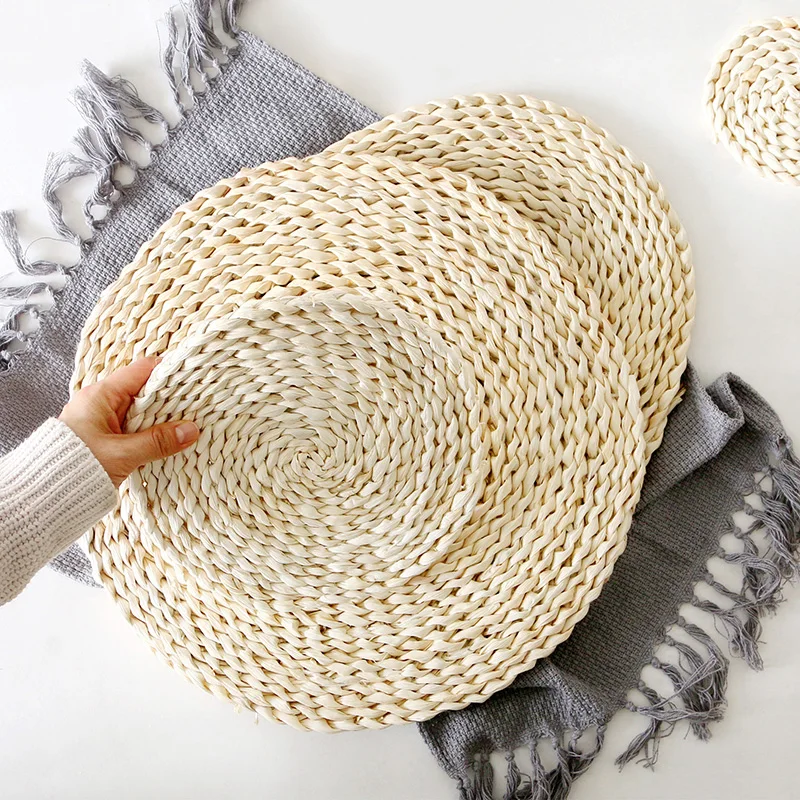 

Corn fur woven Dining Table Mat Heat Insulation Pot Holder Round Coasters Coffee Drink Tea Cup Table Placemats Mug Coaster WY102