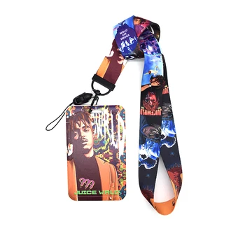 

20pcs/lot Office Card Sleeve Sets ID Badge Case Clear Bank Credit Card Juice Wrld Music Lanyards Hip Hop Singer Keychain KB2362