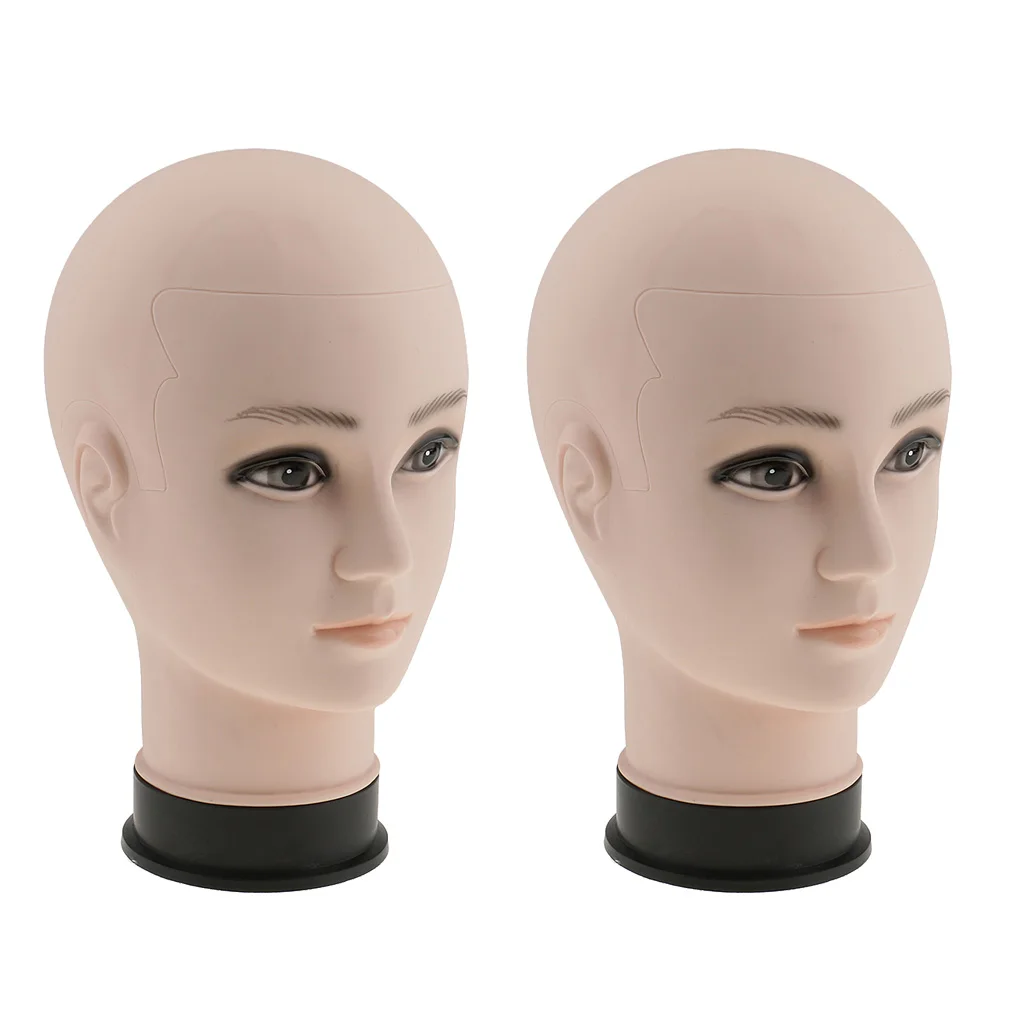 2x Plastic Male Hair Mannequin Display Head Model For Toupee Masks Headphone Hat